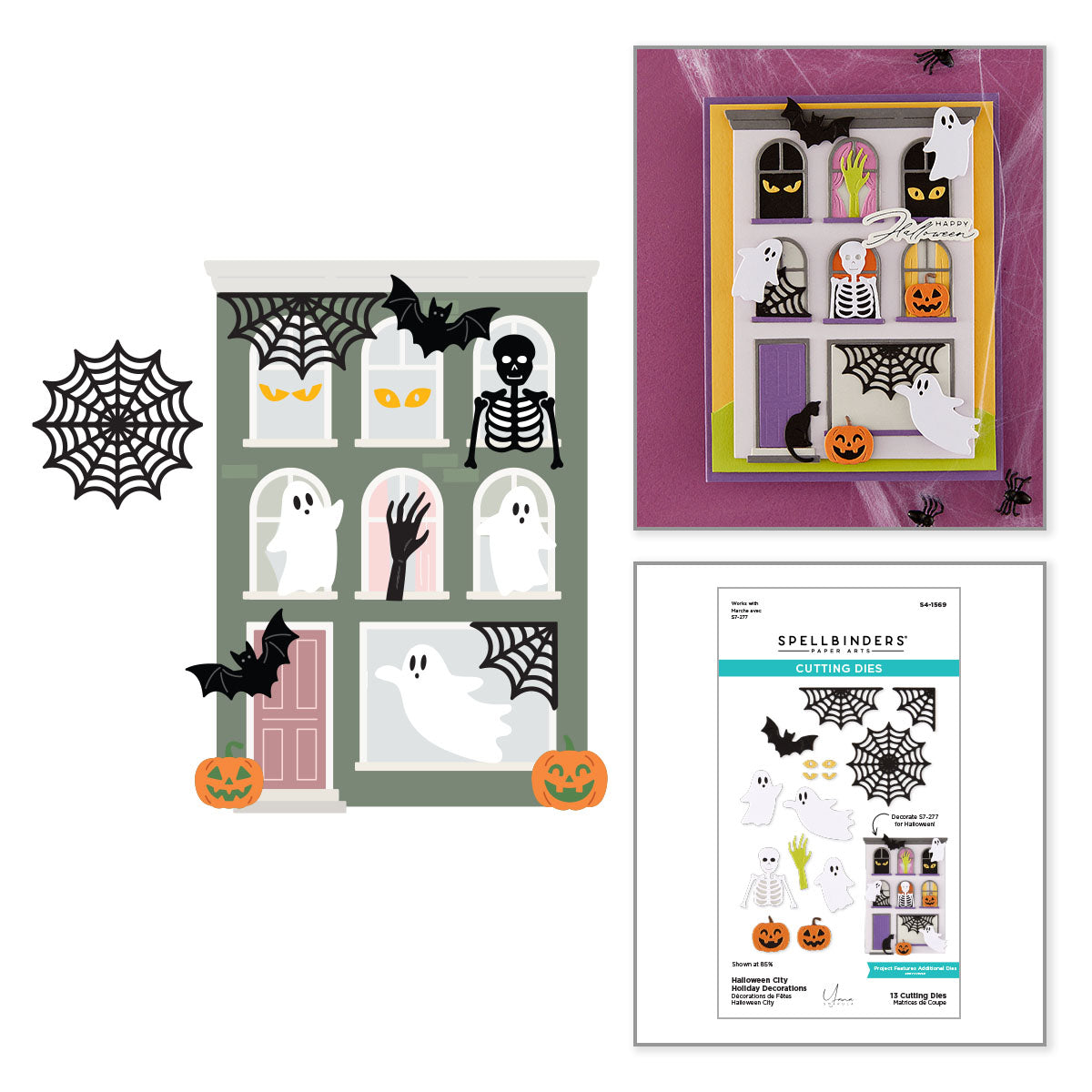 Spellbinders Halloween City Holiday Decorations Etched Dies s4-1569