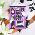 Spellbinders Halloween City Holiday Decorations Etched Dies s4-1569 ghosts spider bat pumpkin house halloween card 