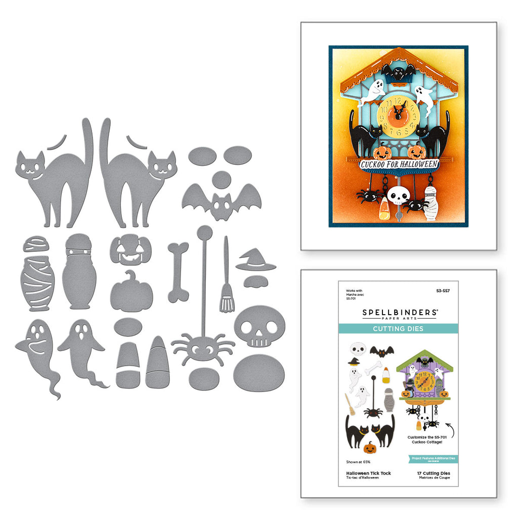 Spellbinders Halloween Tick Tock Etched Dies s3-557