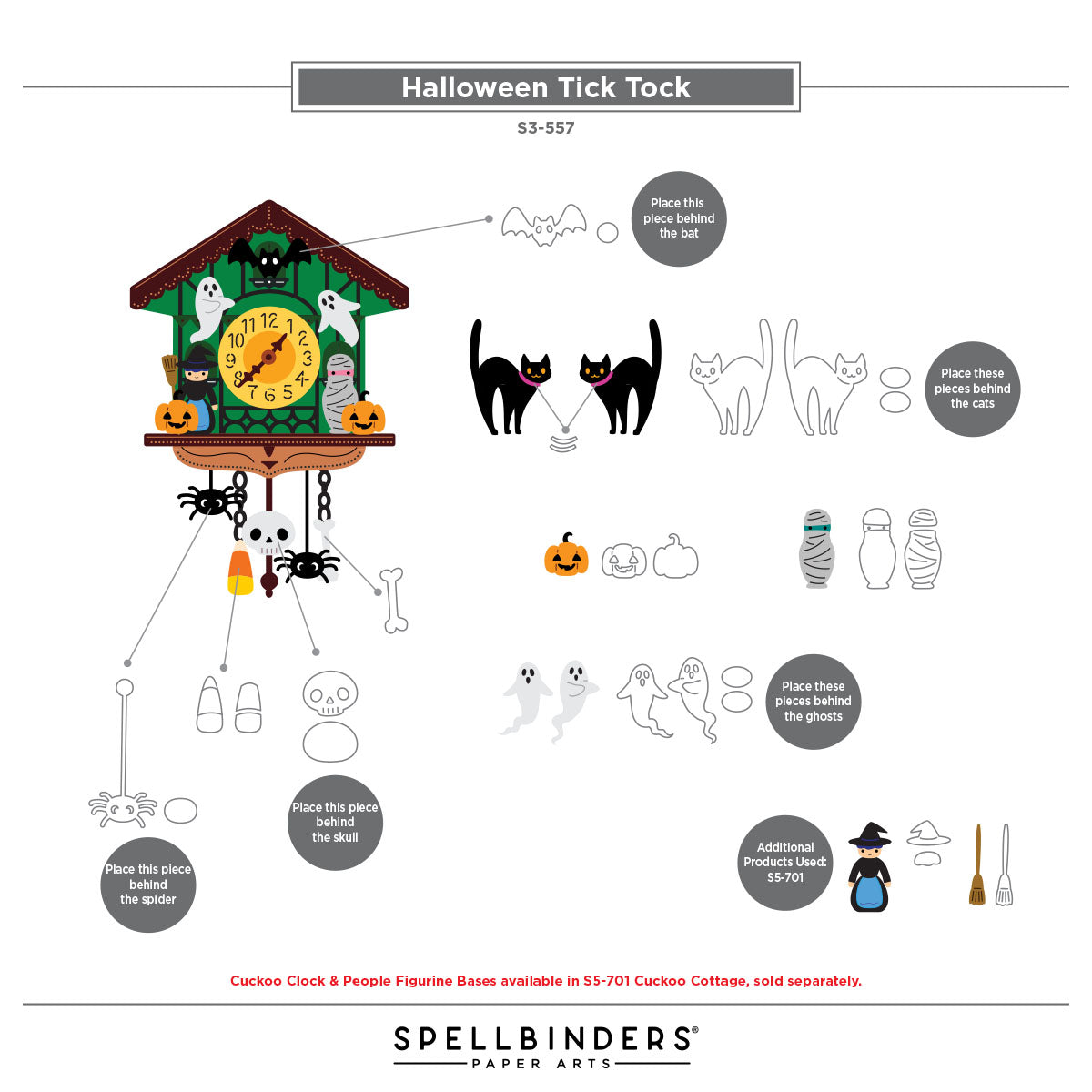 Spellbinders Halloween Tick Tock Etched Dies s3-557 guide