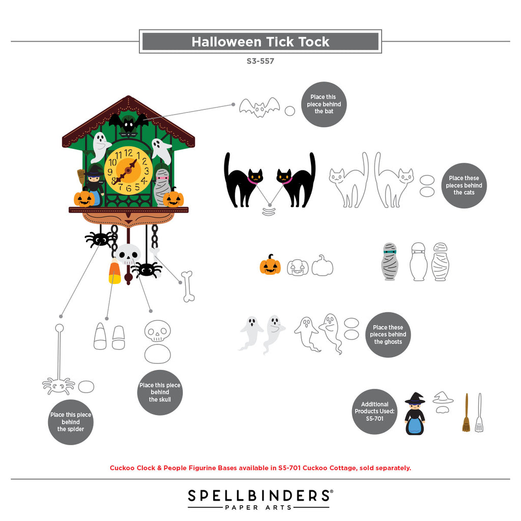 Spellbinders Halloween Tick Tock Etched Dies s3-557 guide