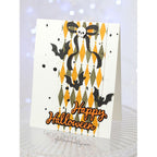 Spellbinders Halloween Wreath Add-Ons Etched Dies s5-601 black bats skull bow black and orange diamonds halloween card caryn davies