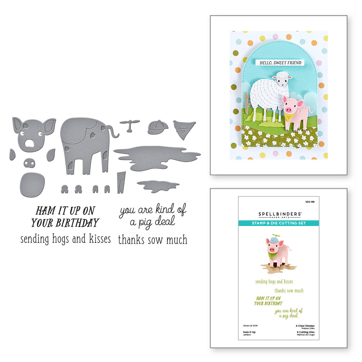 Spellbinders Ham It Up Clear Stamp and Die Set sds-199