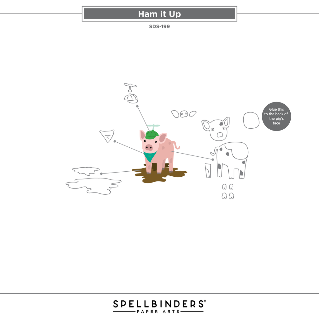 Spellbinders Ham It Up Clear Stamp and Die Set sds-199 asssembly
