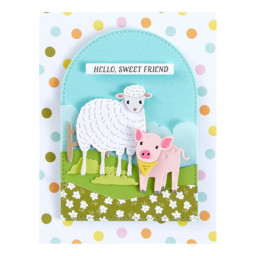 Spellbinders Ham It Up Clear Stamp and Die Set sds-199 hello