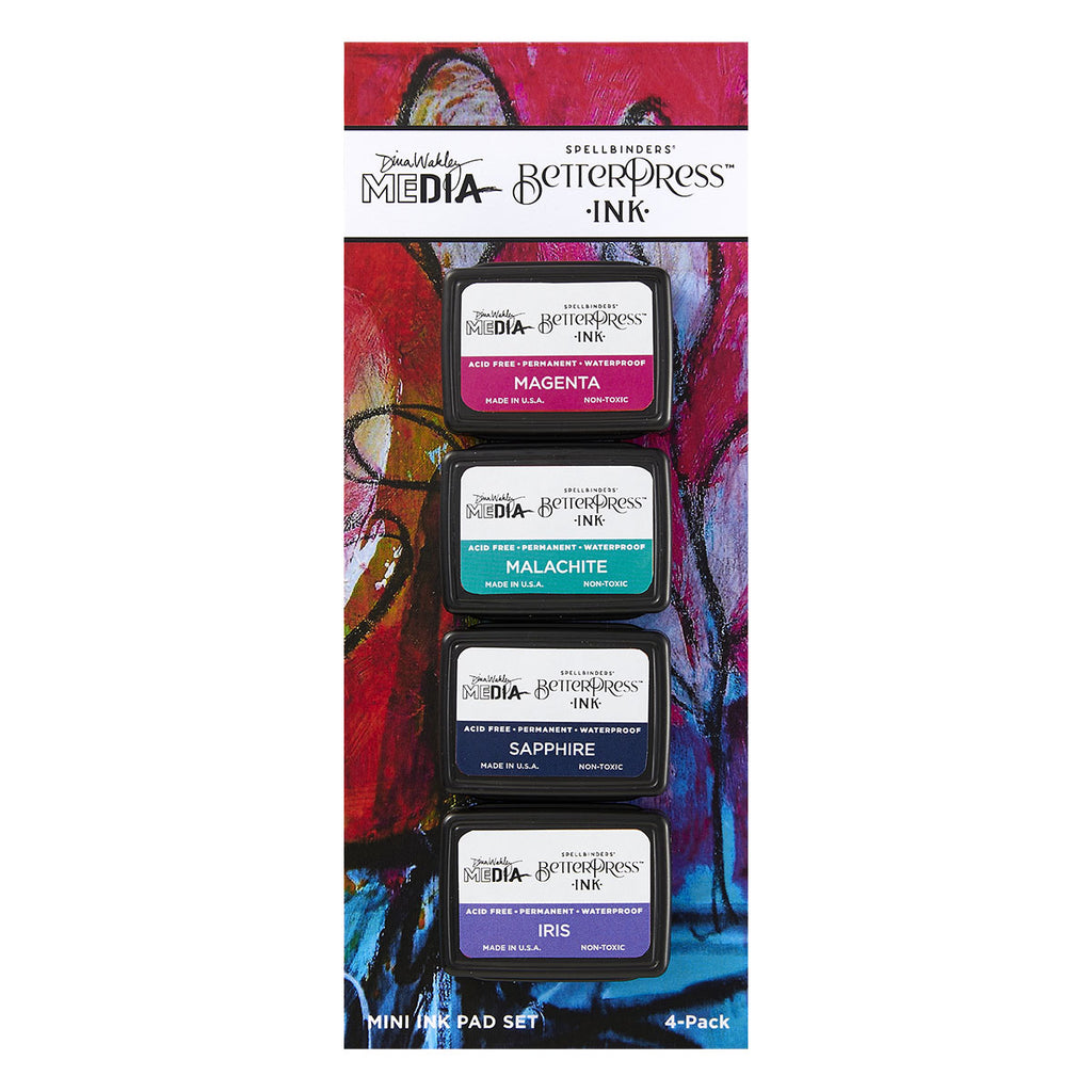 Spellbinders Happy BetterPress Ink Mini Set by Dina Wakley bpi-049 package