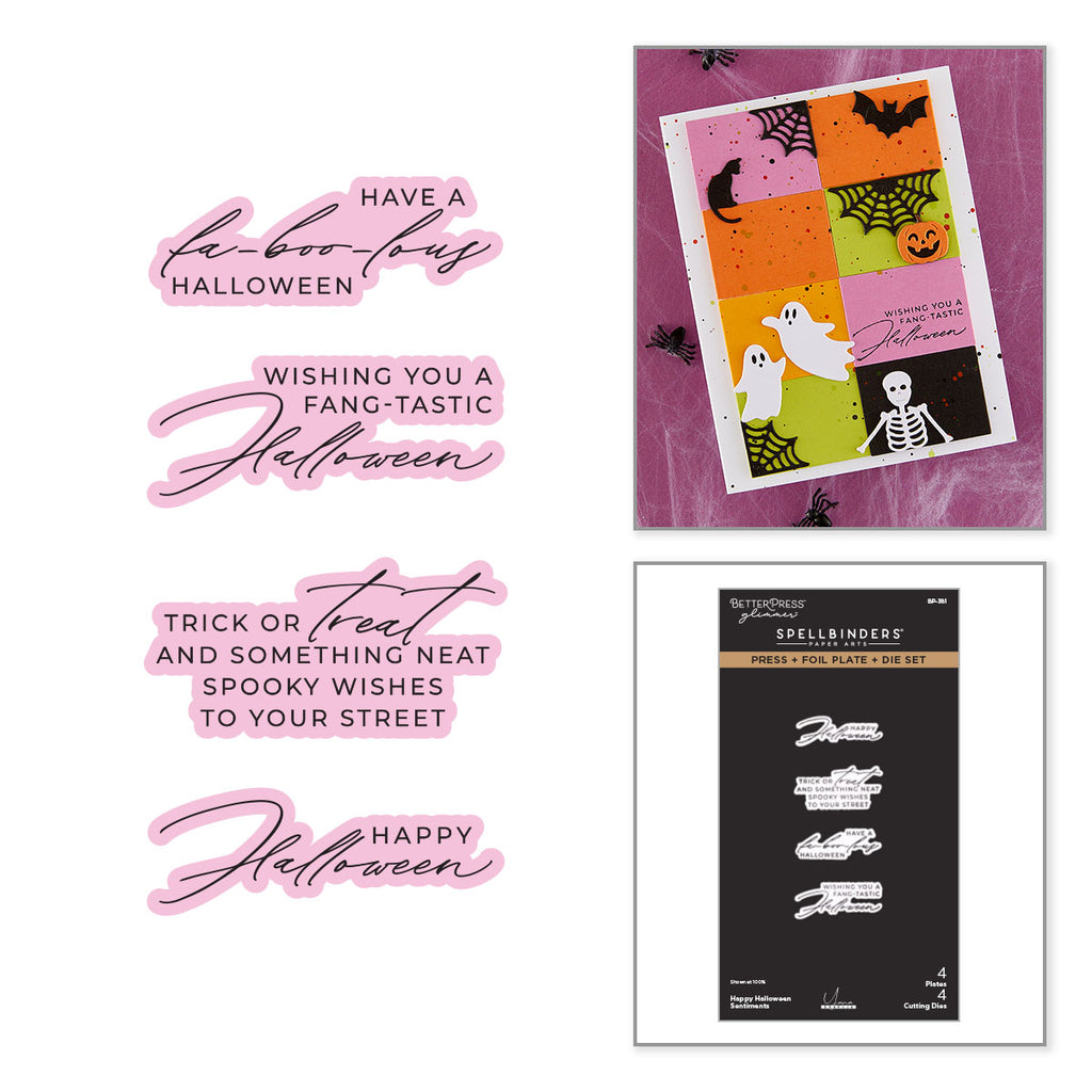 Spellbinders Happy Halloween Sentiments Press and Foil Plate and Die Set bp-381