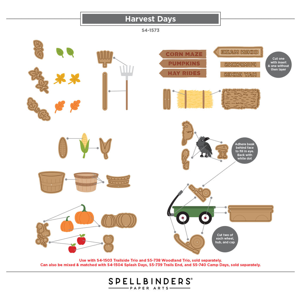 Spellbinders Harvest Days Etched Dies s4-1573 assembly guide