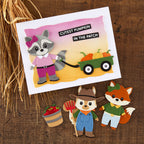 Spellbinders Harvest Days Etched Dies s4-1573 cutest pumpkin autumn cards fox raccoon squirrel farmer