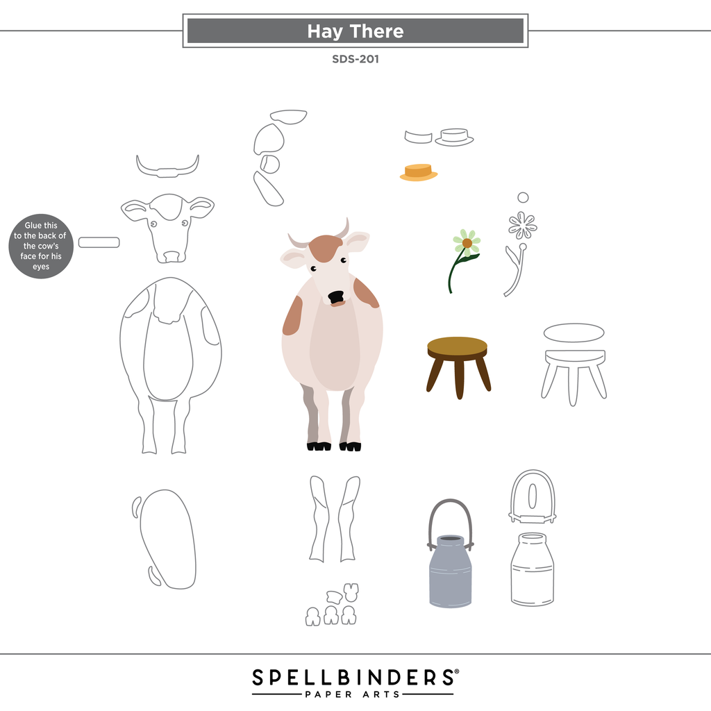 Spellbinders Hay There Clear Stamp and Die Set sds-201 assembly