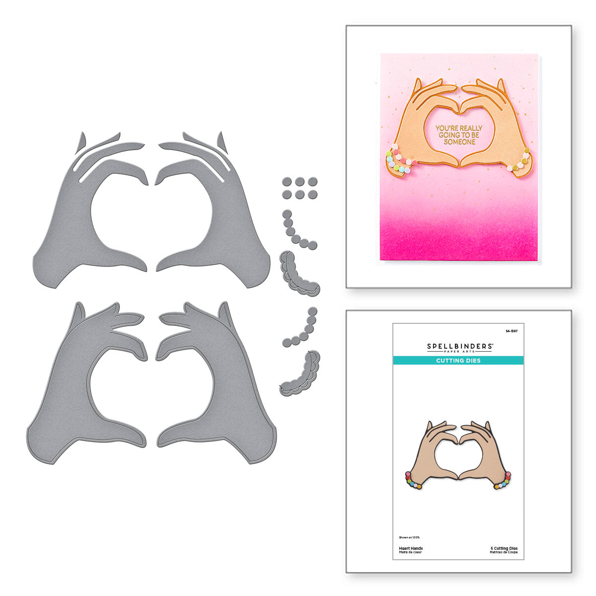 Spellbinders Heart Hands Etched Dies s4-1387
