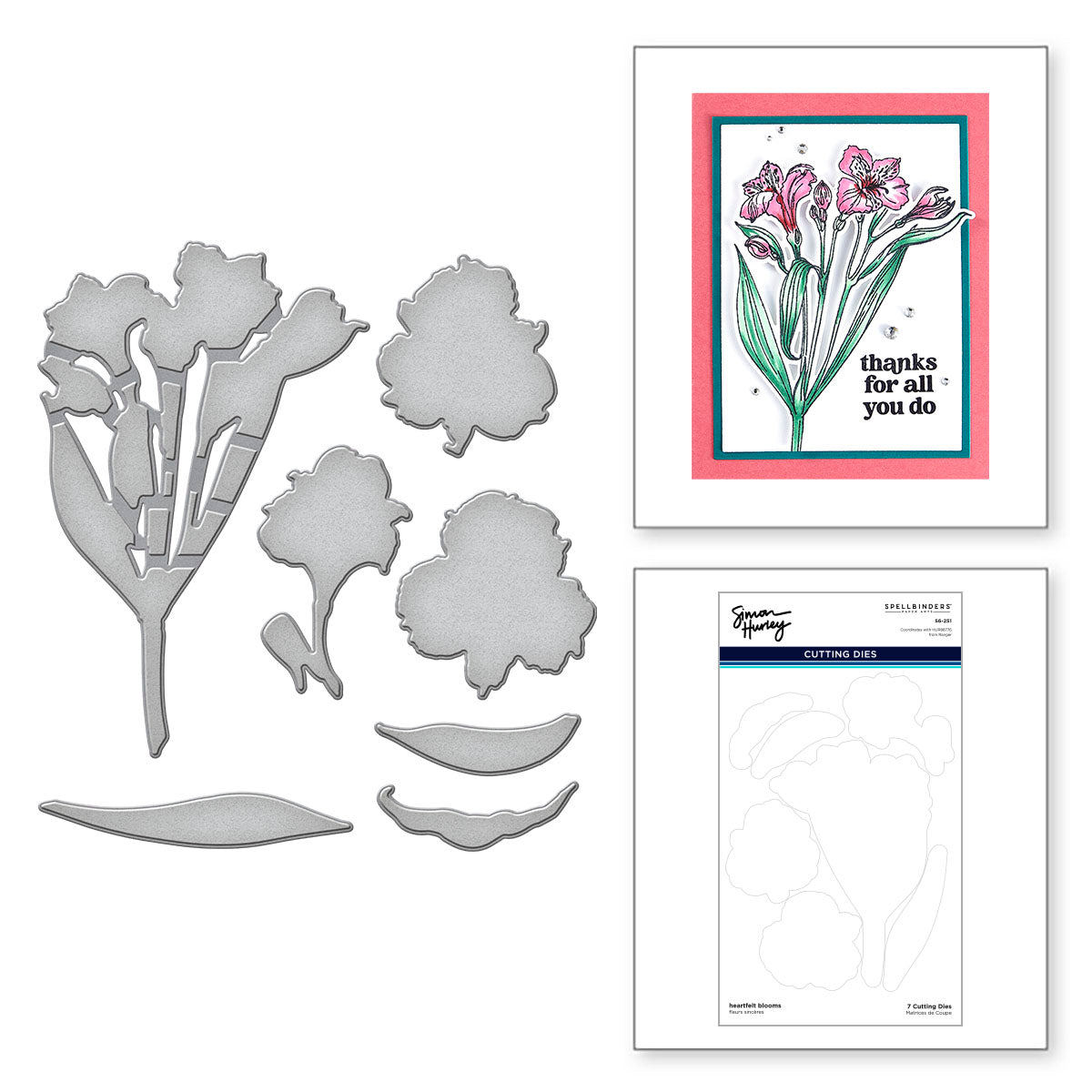 Spellbinders Heartfelt Blooms Simon Hurley Coordinating Dies s6-251