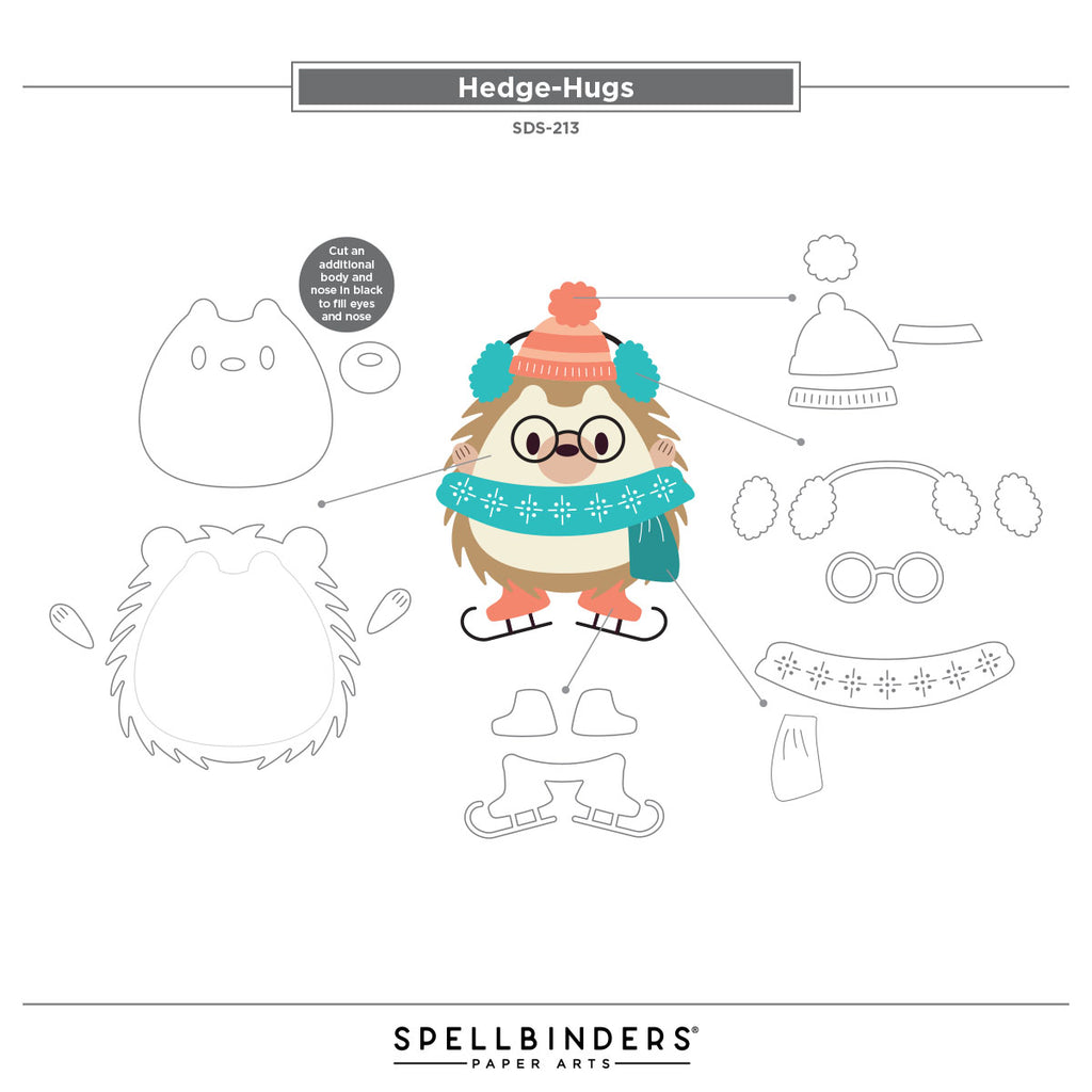 Spellbinders Hedge-Hugs Clear Stamp and Die Set sds-213 hedgehugs