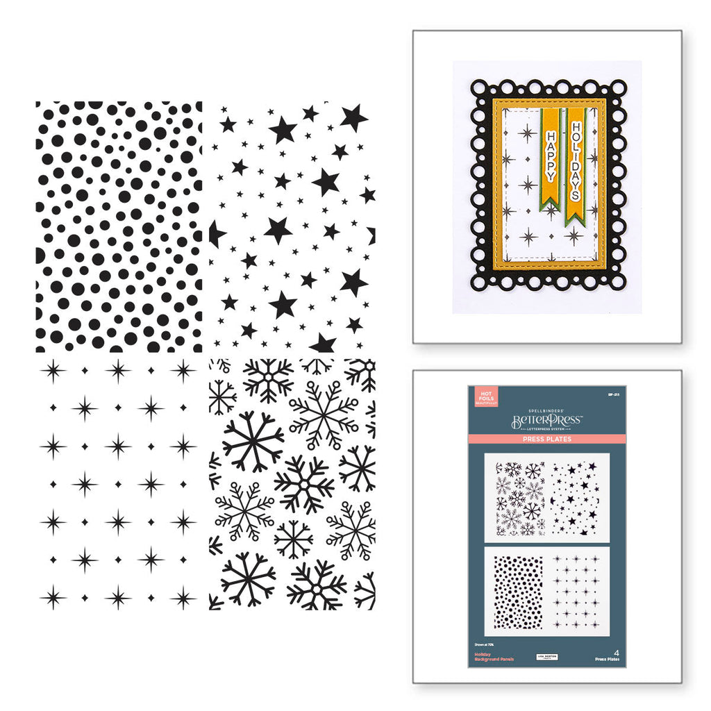 Spellbinders Holiday Backgrounds Panels Press Plates bp-215