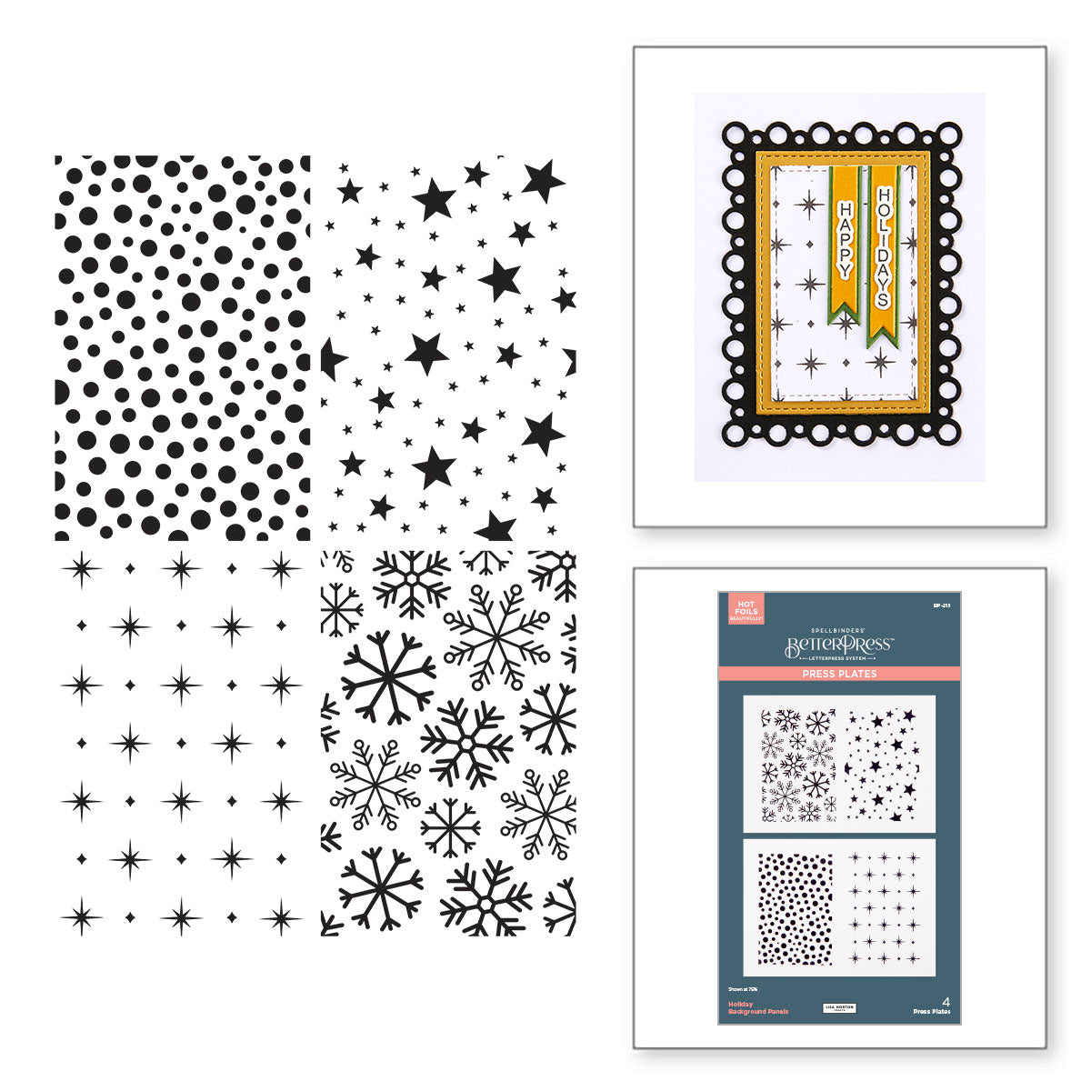 Spellbinders Holiday Backgrounds Panels Press Plates bp-215