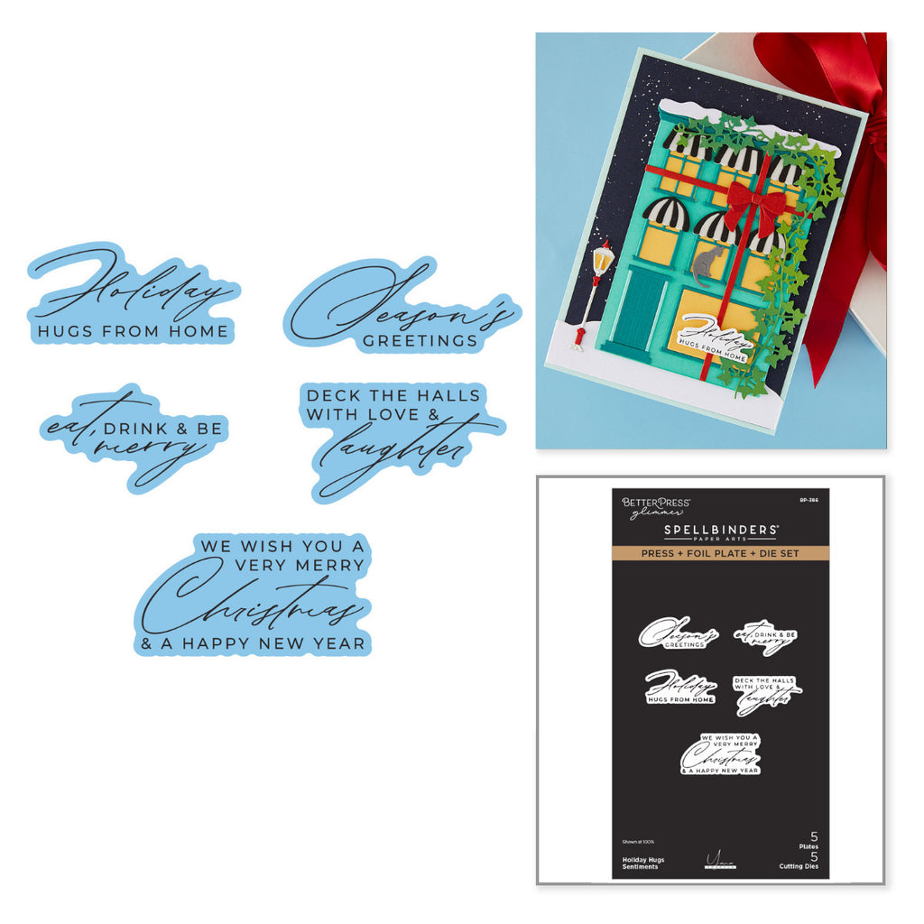 Spellbinders Holiday Hugs Sentiments Press and Foil Plate and Die Set bp-386