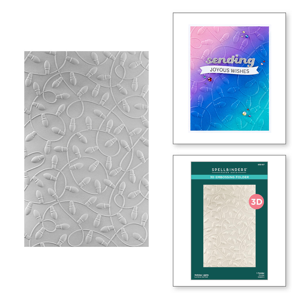 Spellbinders Holiday Lights 3D Embossing Folder e3d-107