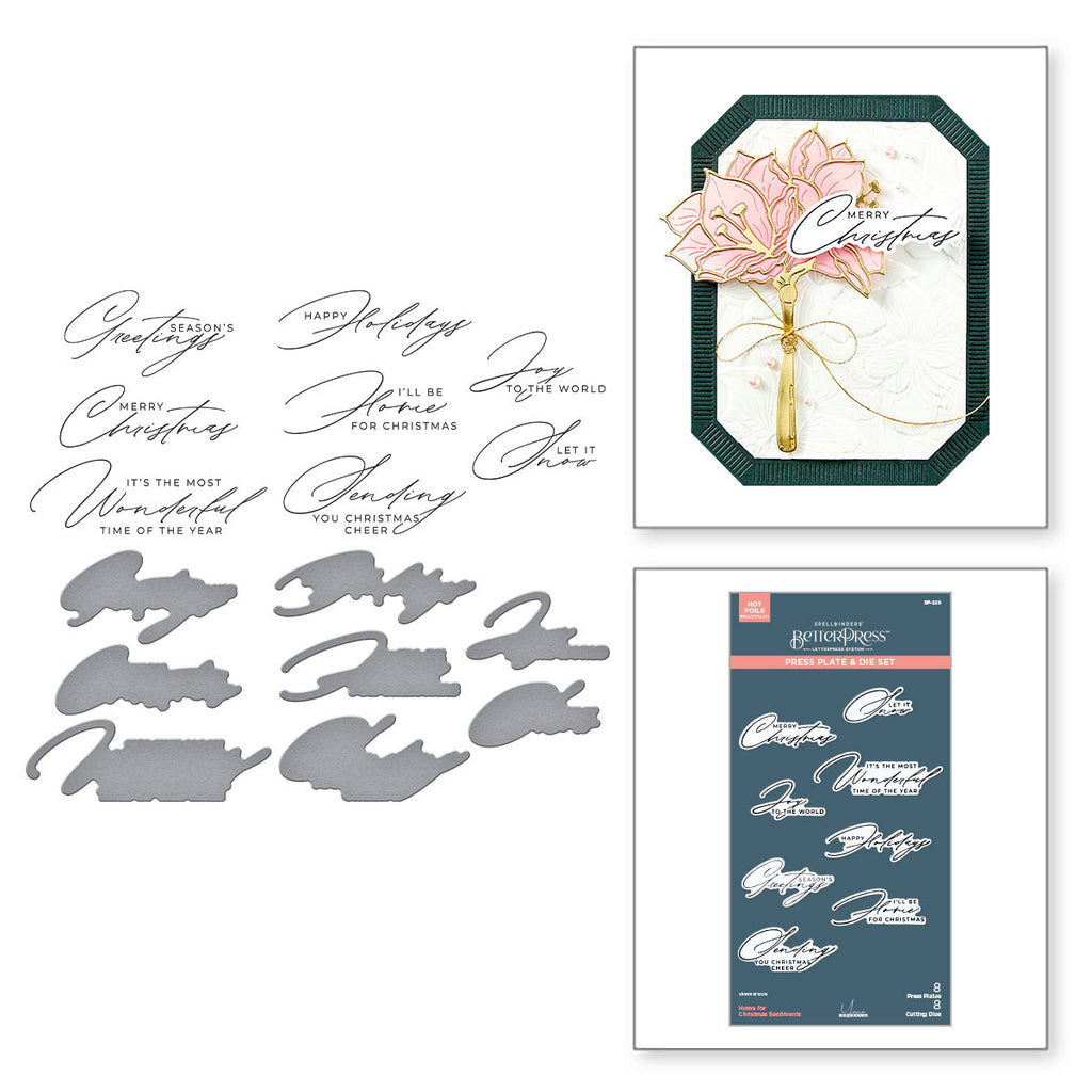 Spellbinders Home for Christmas Sentiments Press Plate and Die Set bp-220
