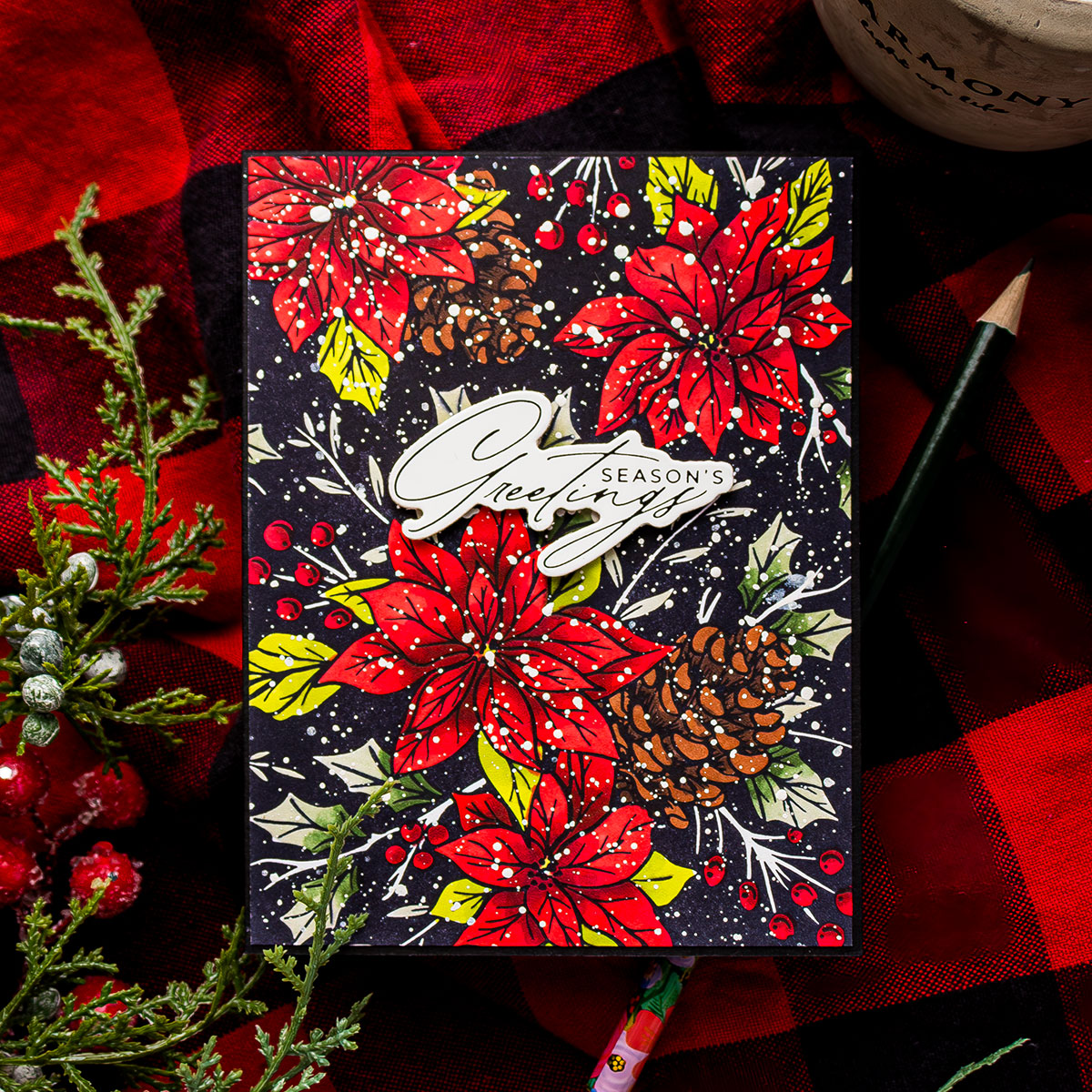 Spellbinders Home for Christmas Sentiments Press Plate and Die Set bp-220 poinsettias | color-code:ALT01
