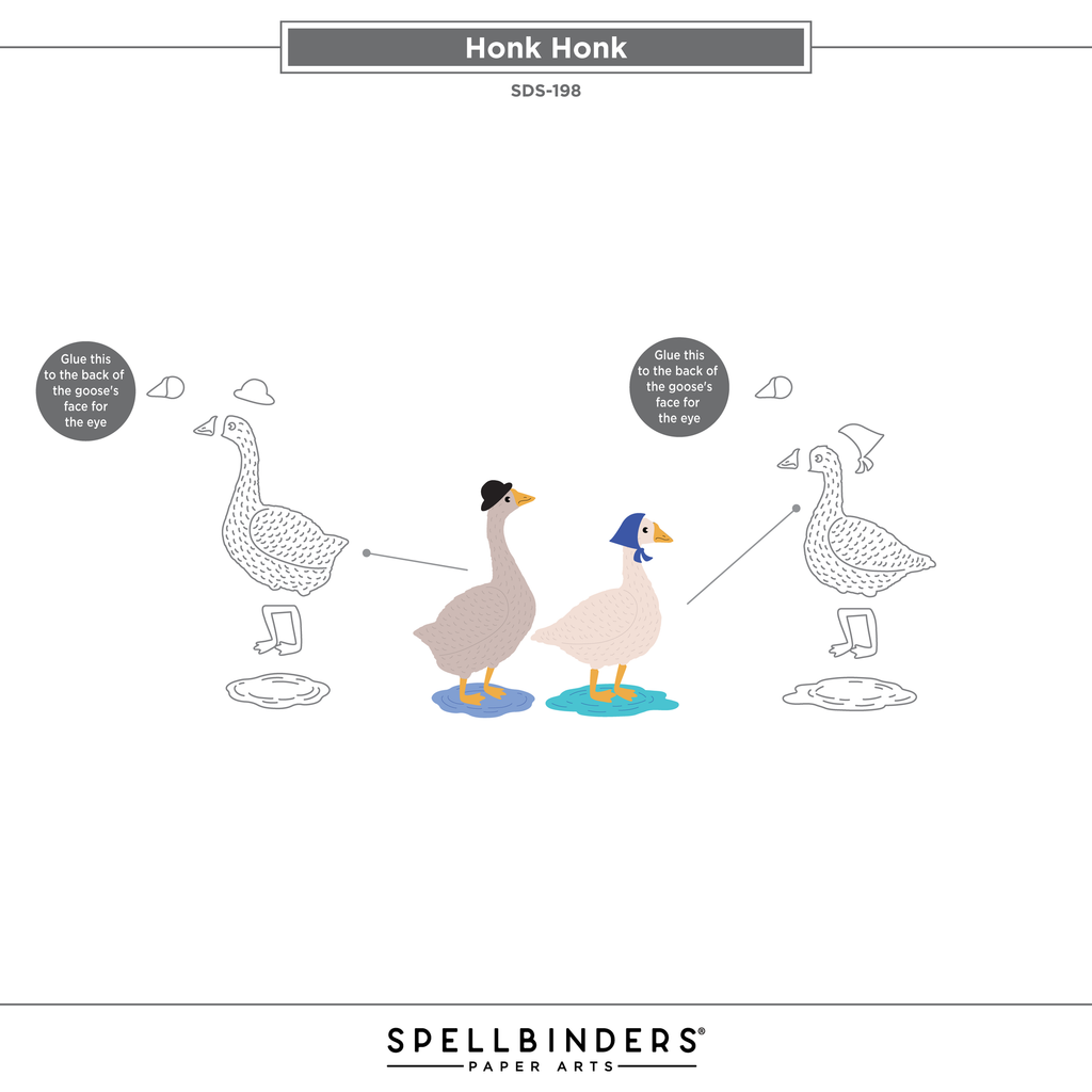 Spellbinders Honk Honk Clear Stamp and Die Set sds-198 assembly