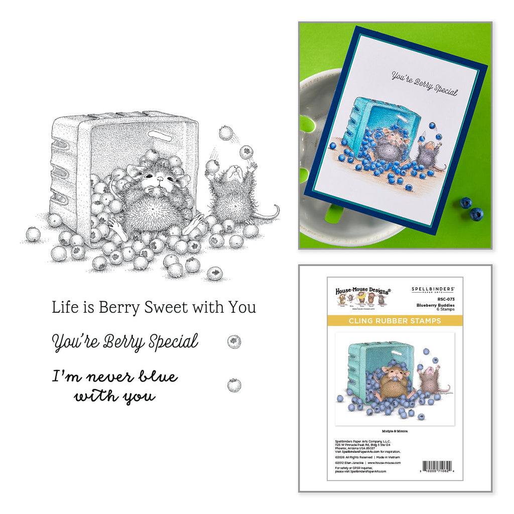 Spellbinders House Mouse Blueberry Buddies Cling Stamp Set rsc-073