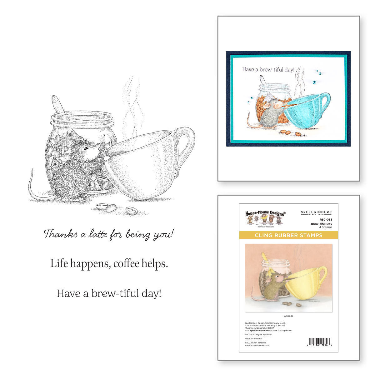 Spellbinders House Mouse Brew-tiful Day Cling Stamps rsc-063