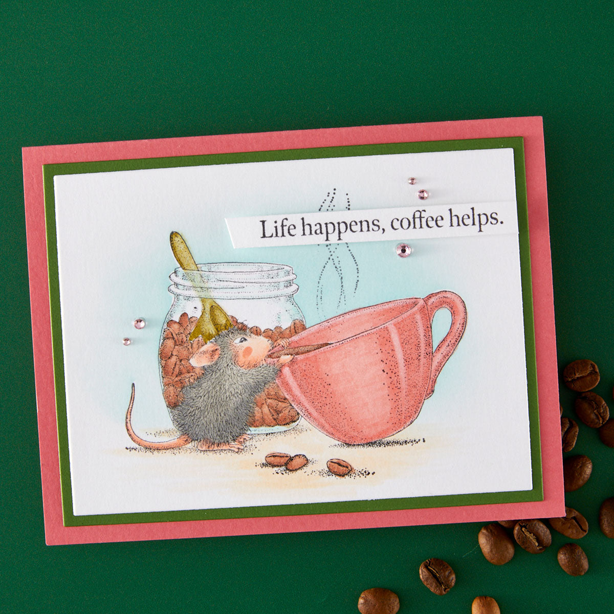 Spellbinders House Mouse Brew-tiful Day Cling Stamps rsc-063 life happens
