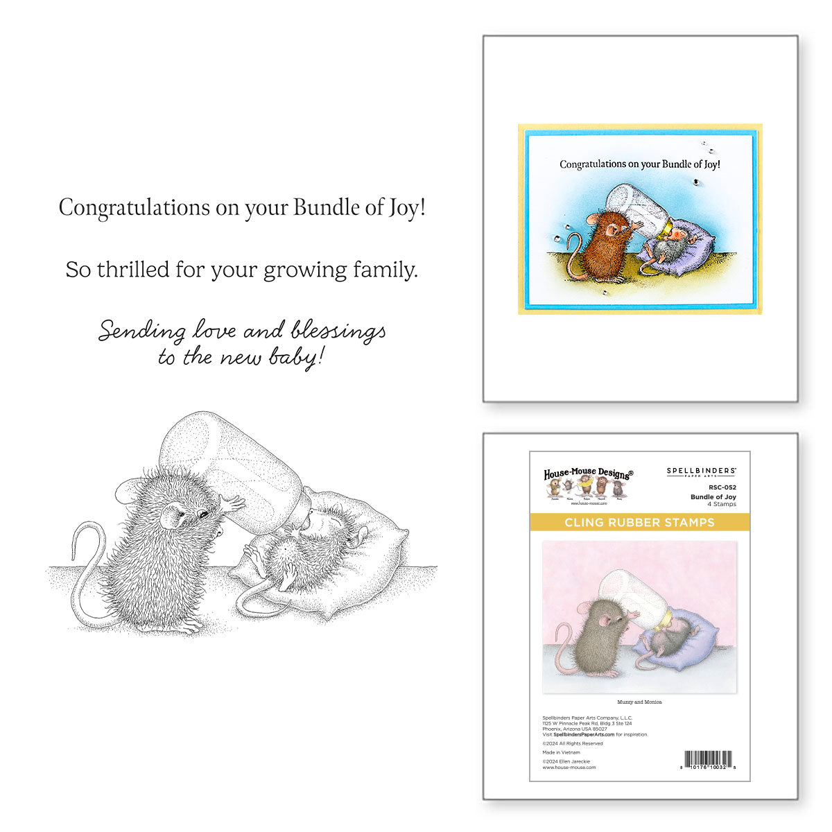 Spellbinders House Mouse Bundle of Joy Cling Stamps rsc-052