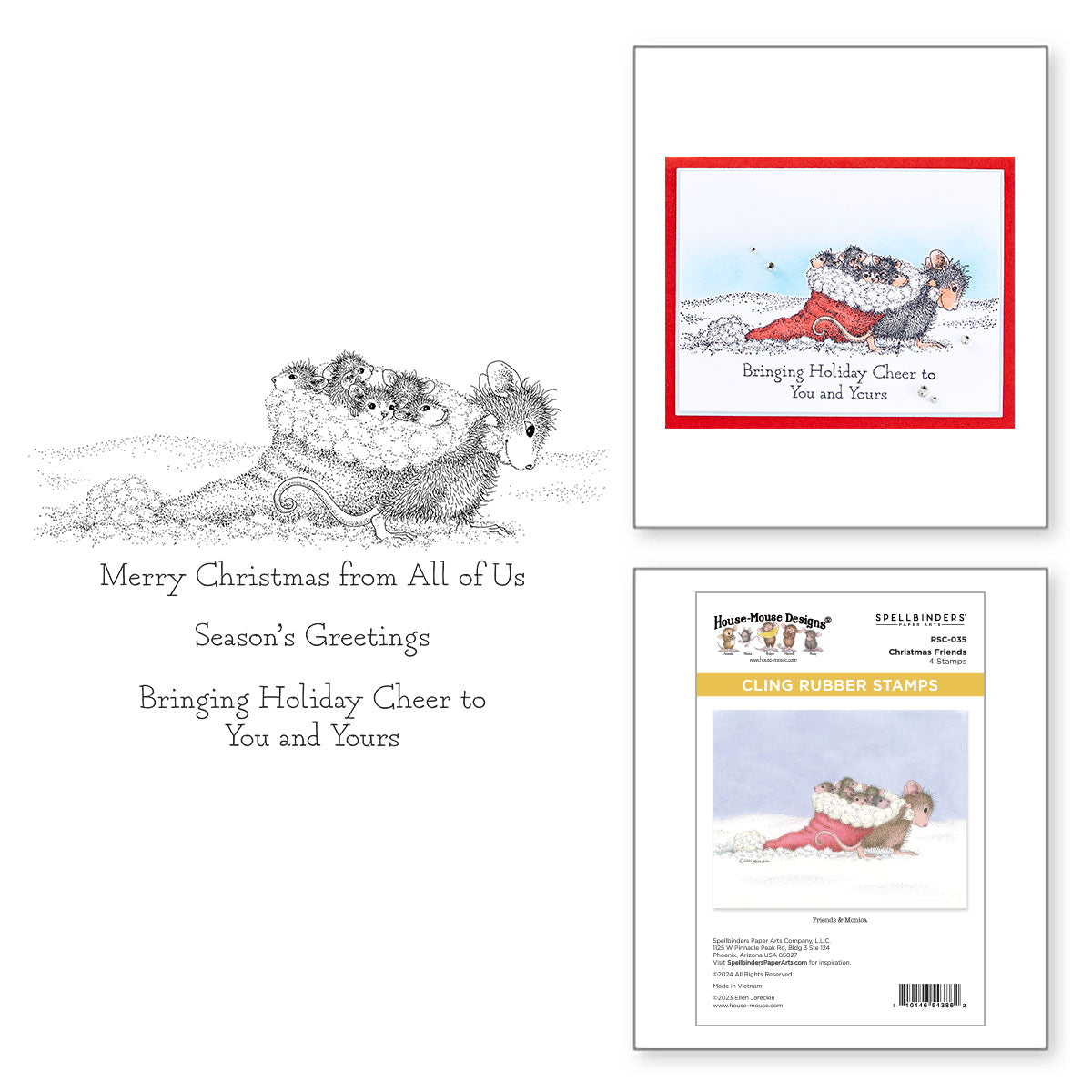 Spellbinders House Mouse Christmas Friends Cling Stamp Set rsc-035