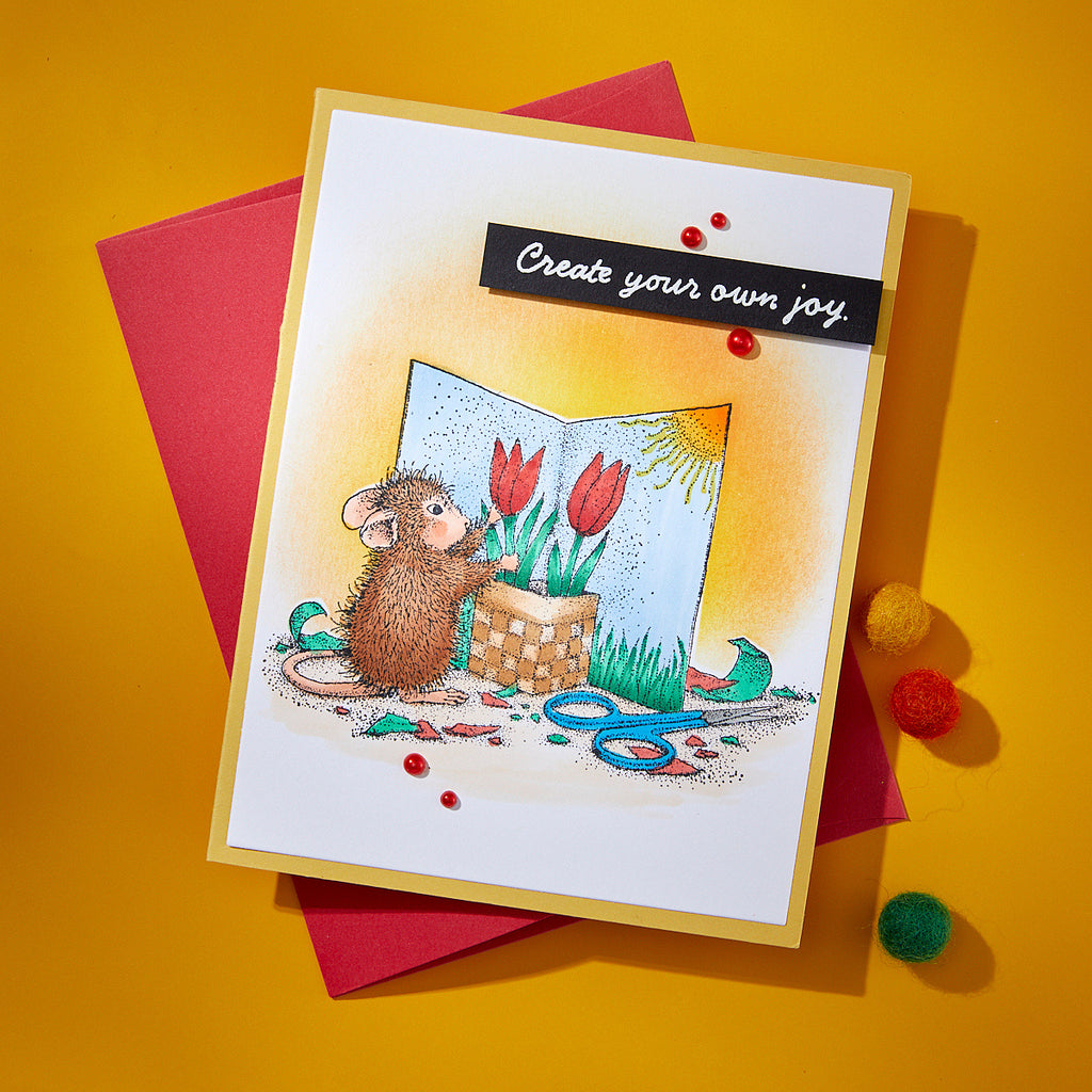 Spellbinders House Mouse Creative Day Cling Stamps rsc-049 create joy