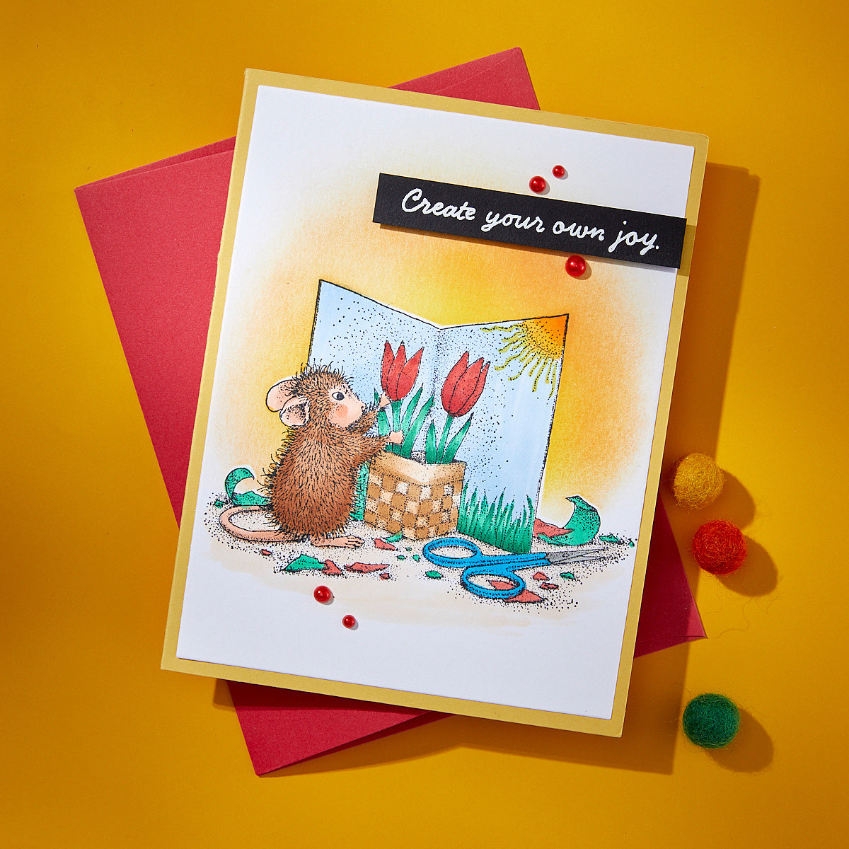 Spellbinders House Mouse Creative Day Cling Stamps rsc-049 create joy