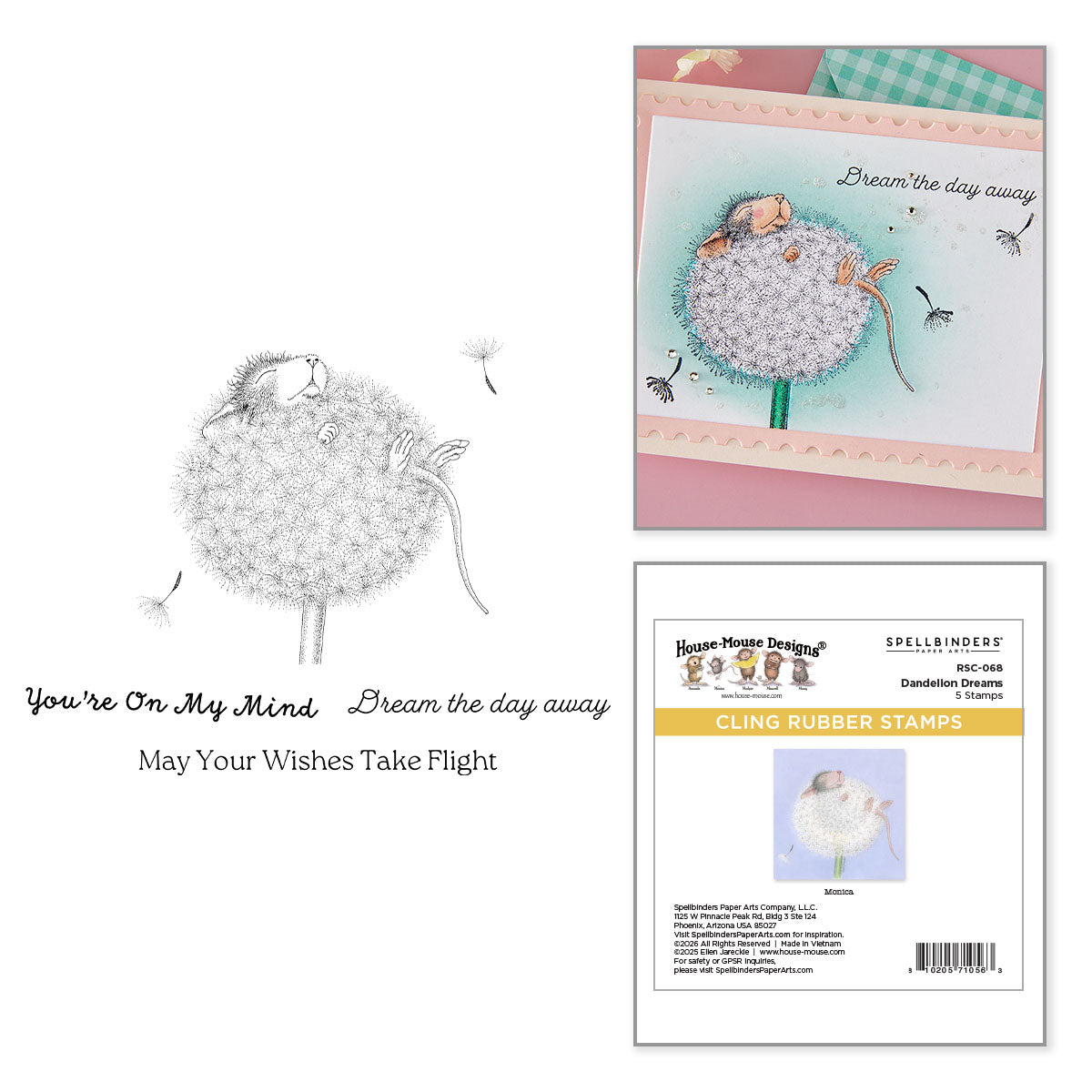 Spellbinders House Mouse Dandelion Dreams Cling Stamps rsc-068