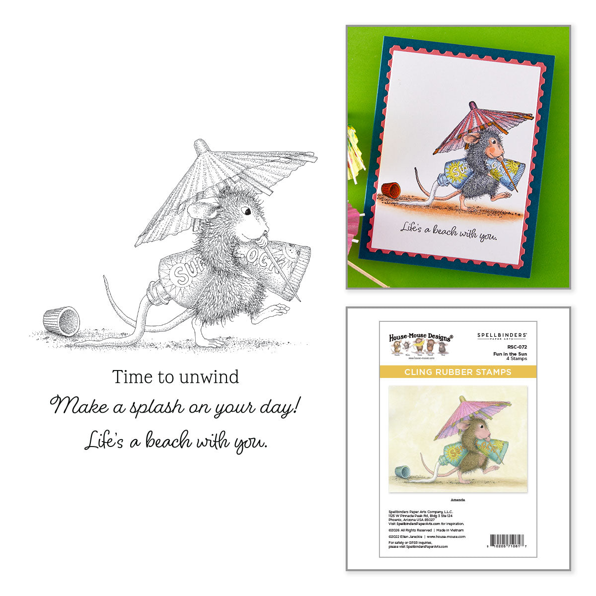 Spellbinders: House Mouse Fun In The Sun Cling Stamp Set Spellbinders: House Mouse Fun In The Sun Cling Stamp Set