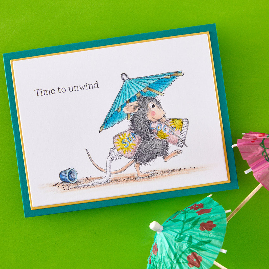 Spellbinders House Mouse Fun in the Sun Cling Stamp Set rsc-072 time to unwind