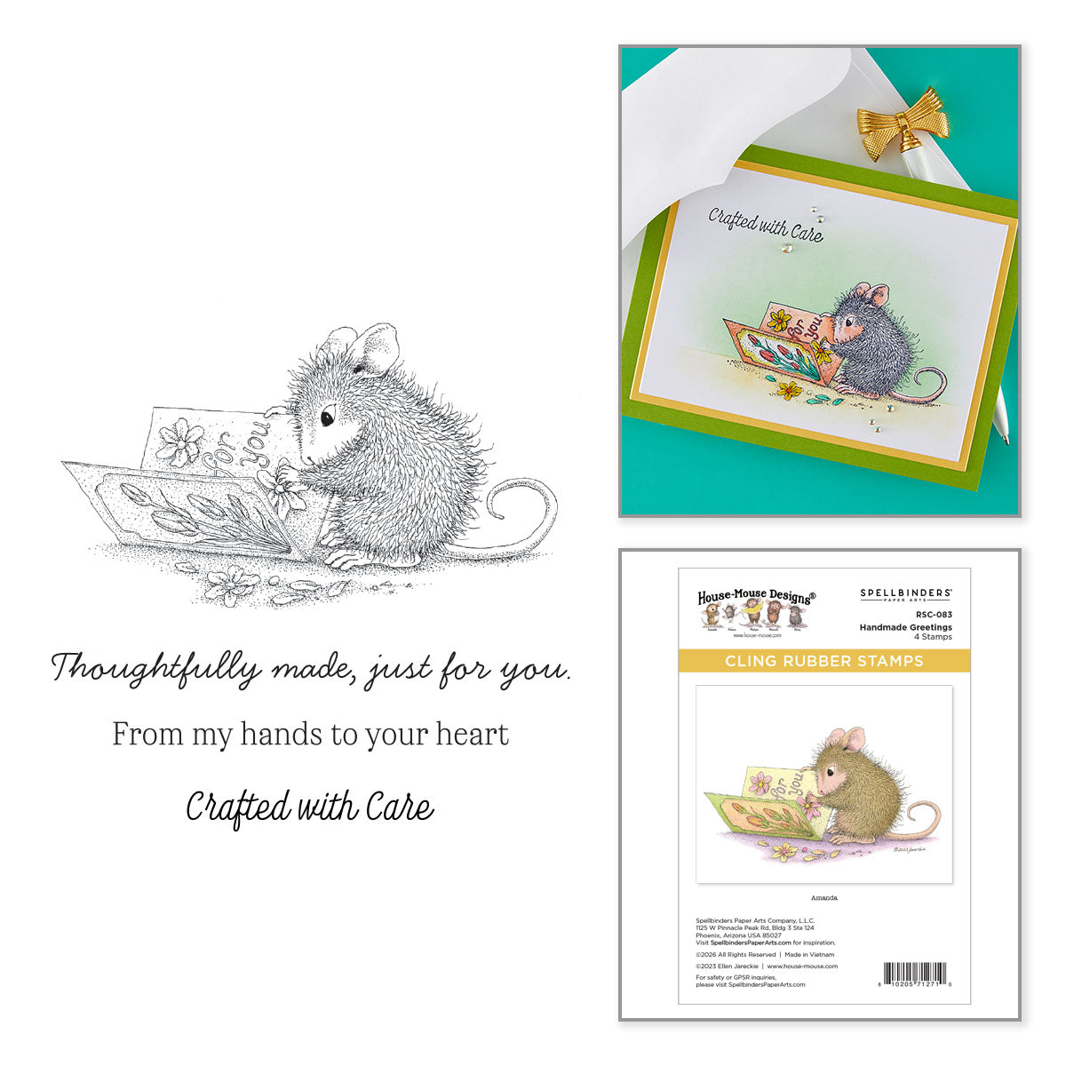 Spellbinders House Mouse Handmade Greetings Cling Stamp Set rsc-083
