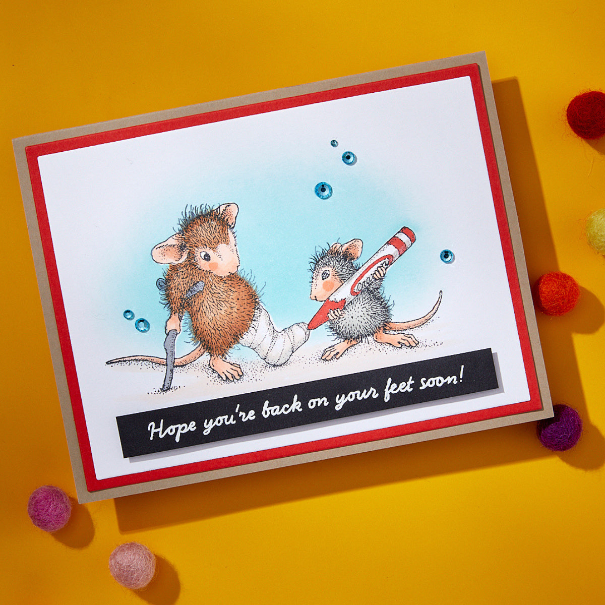 Spellbinders House Mouse Healing Thoughts Cling Stamps rsc-051 back on your feet