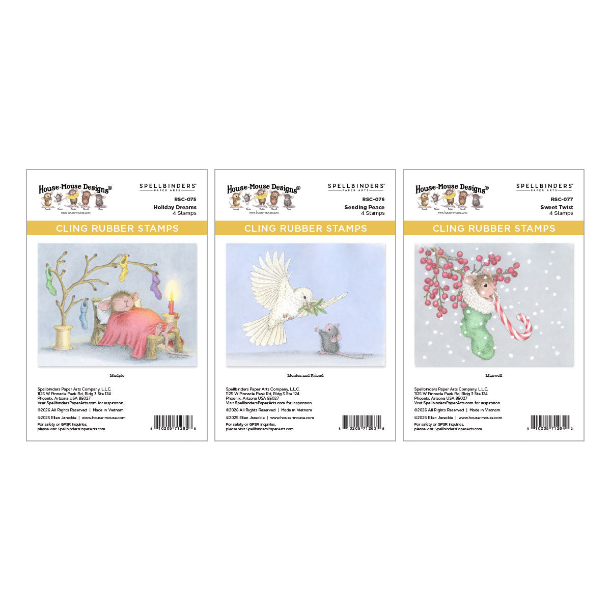 Spellbinders House Mouse Holiday Dreams Cling Stamp Bundle
