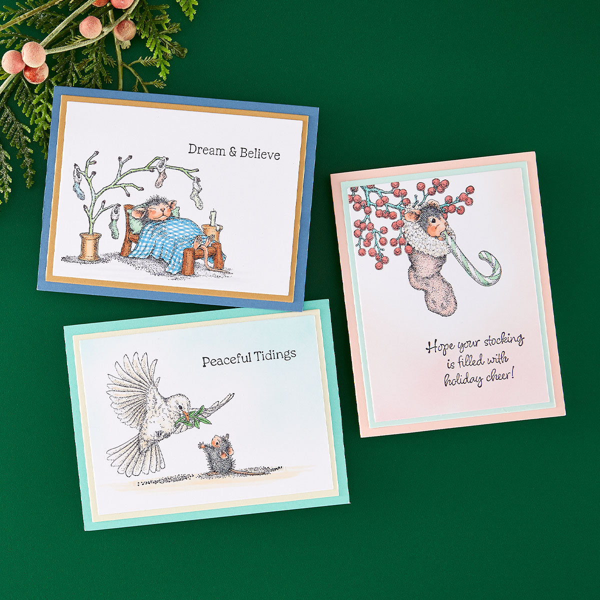Spellbinders House Mouse Holiday Dreams Cling Stamp Bundle mice cards dream peaceful tidings sticking filled