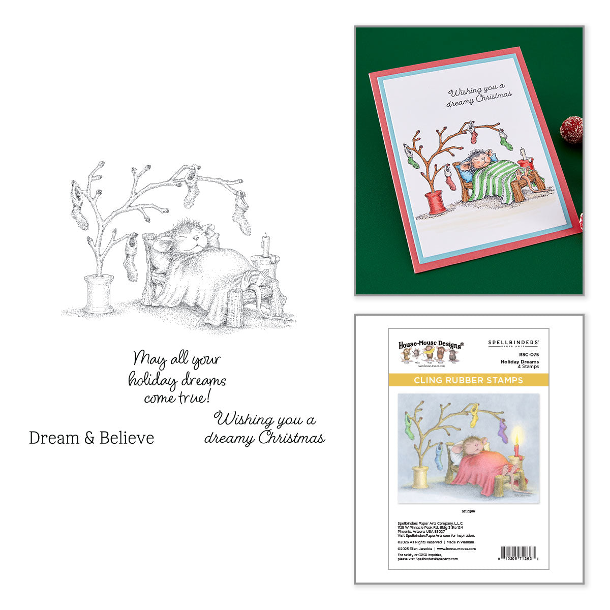 House Mouse Holiday Dreams Cling Stamp Set