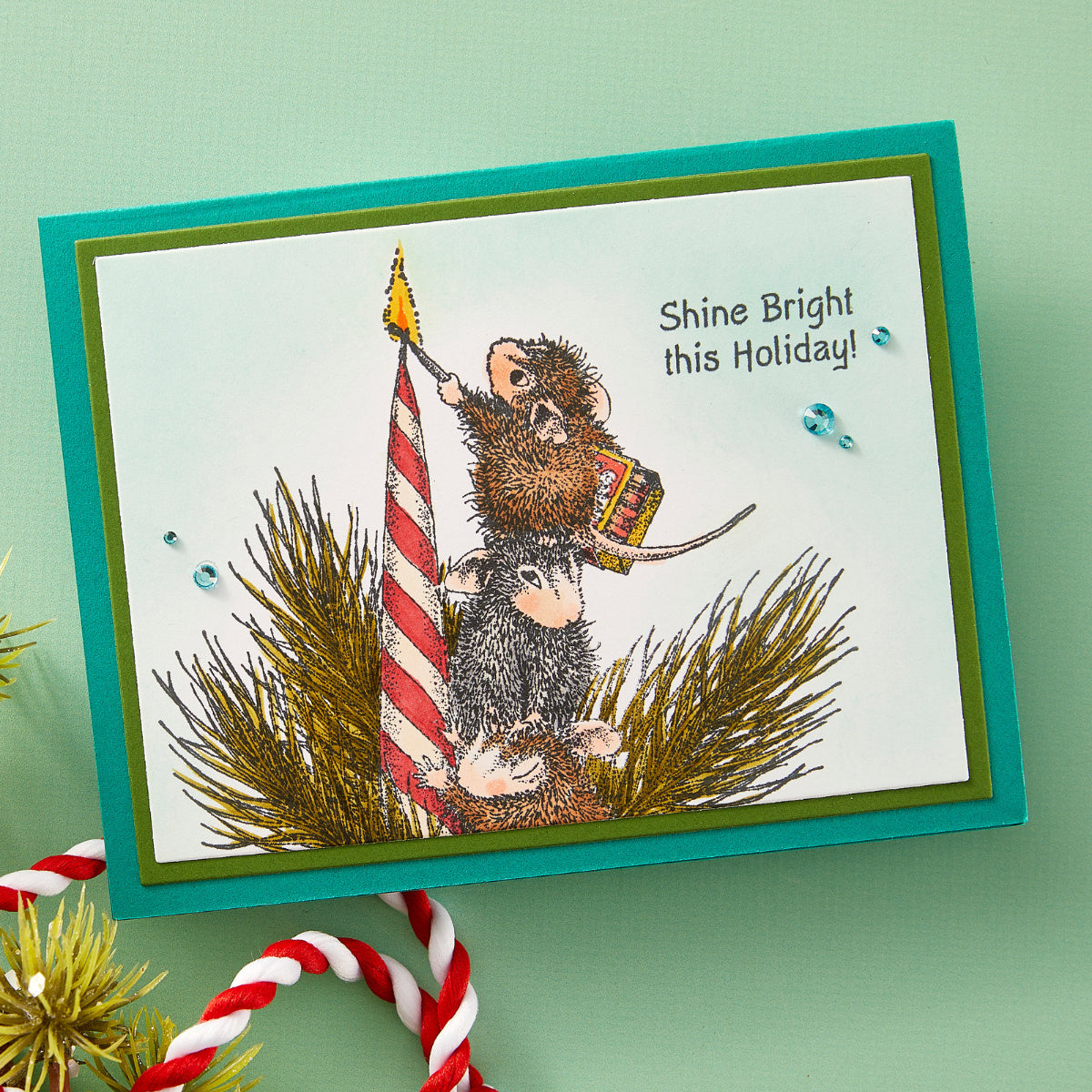 Spellbinders House Mouse Holiday Glow Cling Stamp Set rsc-036
