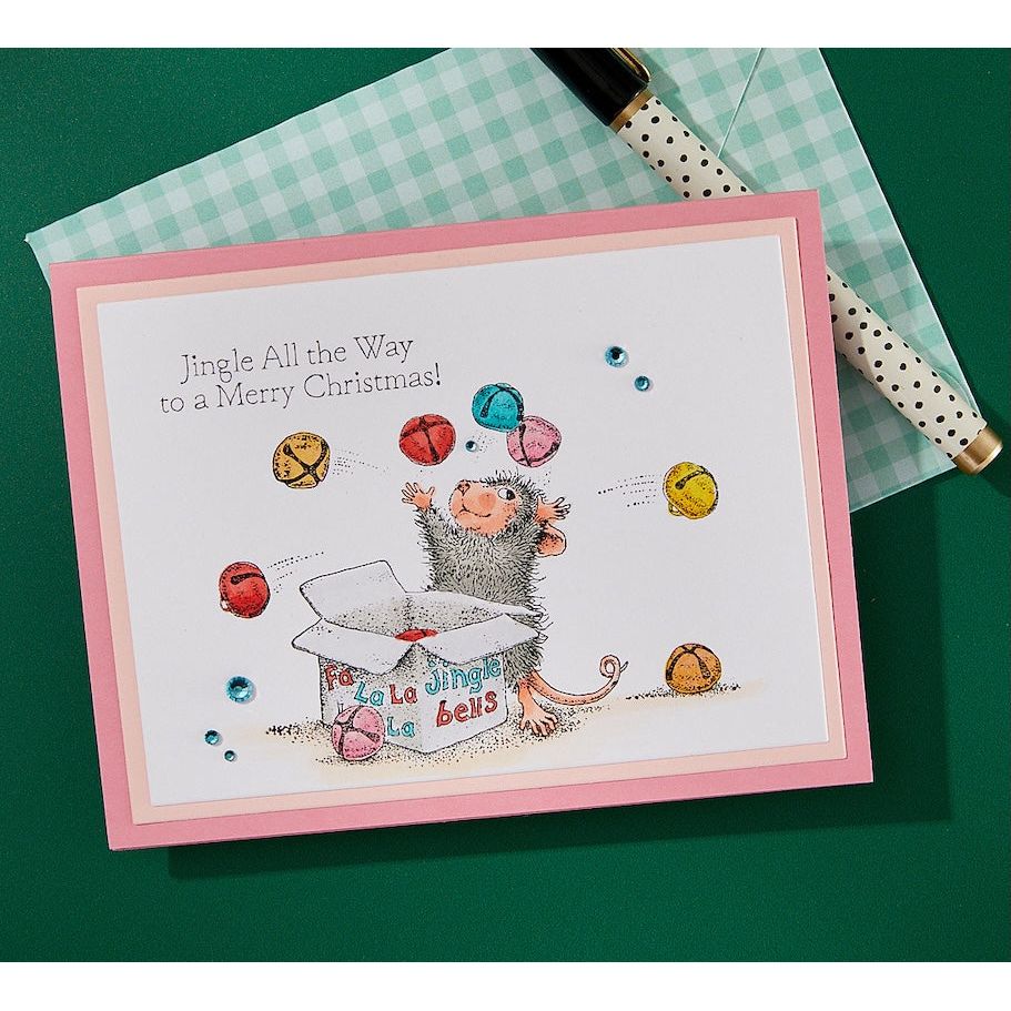 Spellbinders House Mouse Jingle Bell Wishes Cling Stamps rsc-058 bells