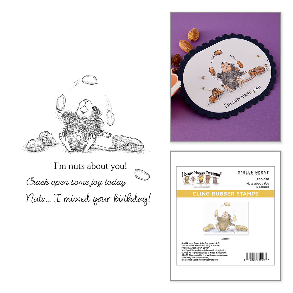 Spellbinders House Mouse Nuts about You Cling Stamps rsc-070