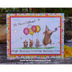 Spellbinders House Mouse Party Parade Cling Stamps rsc-067 balloons party hats birthday card lorraine aquilina | color-code:ALT01