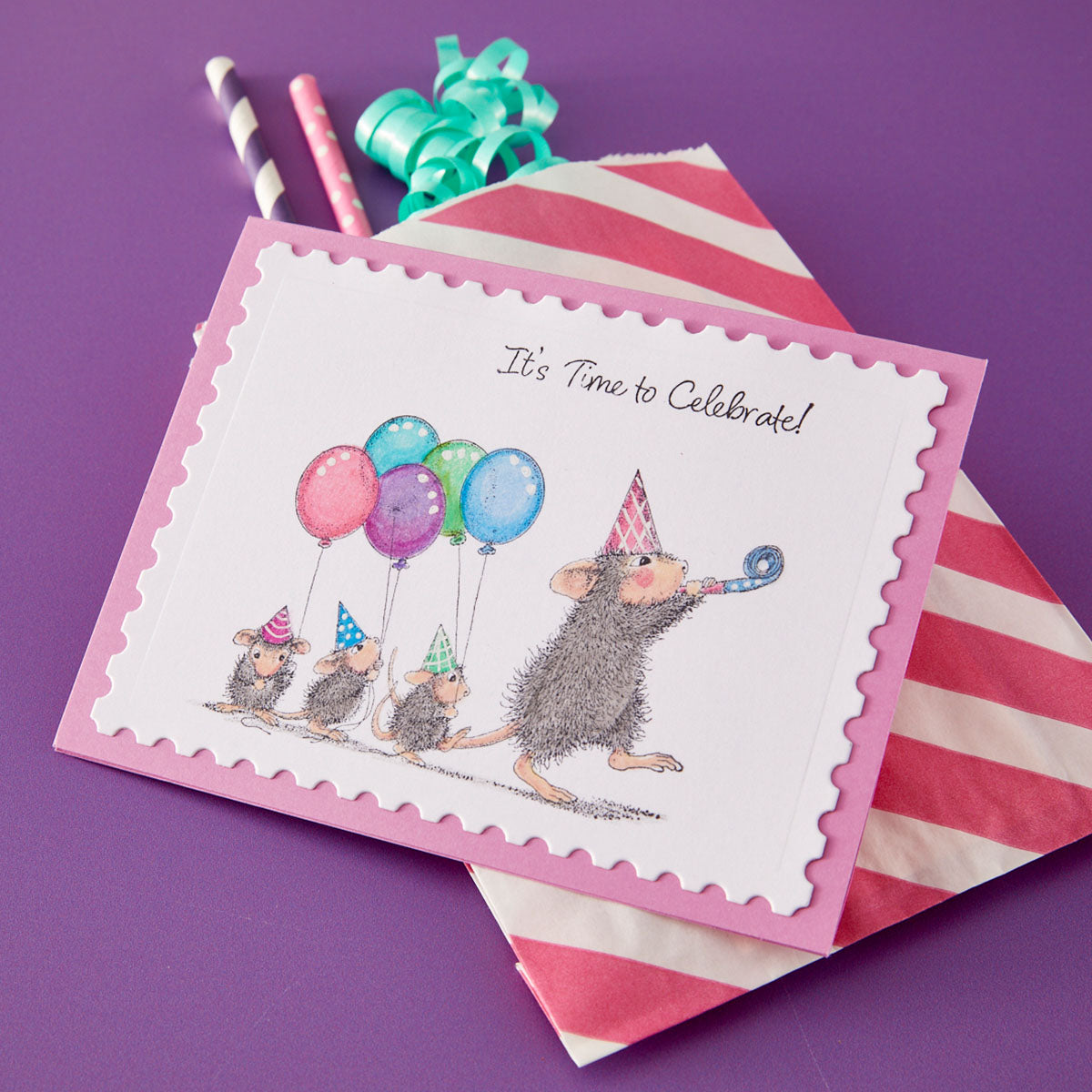Spellbinders House Mouse Party Parade Cling Stamps rsc-067 time to celebrate