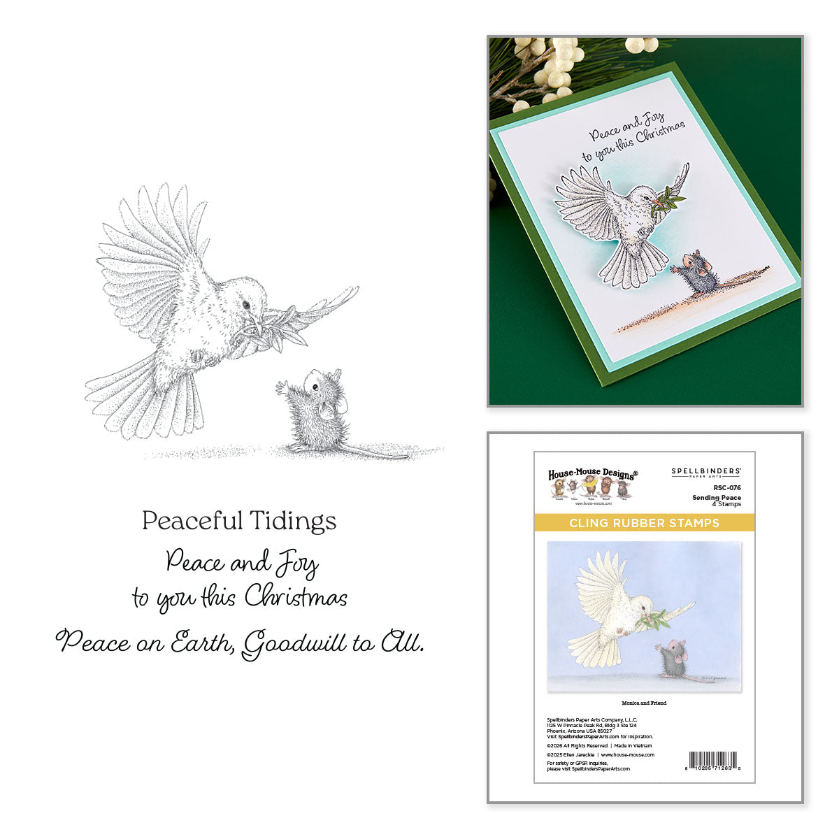 Spoellbinders: House Mouse Seding Peace Cling Stamp Set