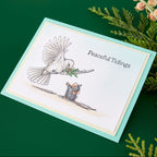 Spellbinders House Mouse Sending Peace Cling Stamp Set rsc-076 mouse with white bird