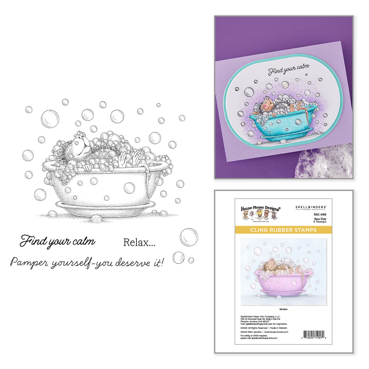 Spellbinders: House Mouse Spa Day Cling Stamp Set