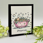 Spellbinders House Mouse Spa Day Cling Stamps rsc-069 bathtub