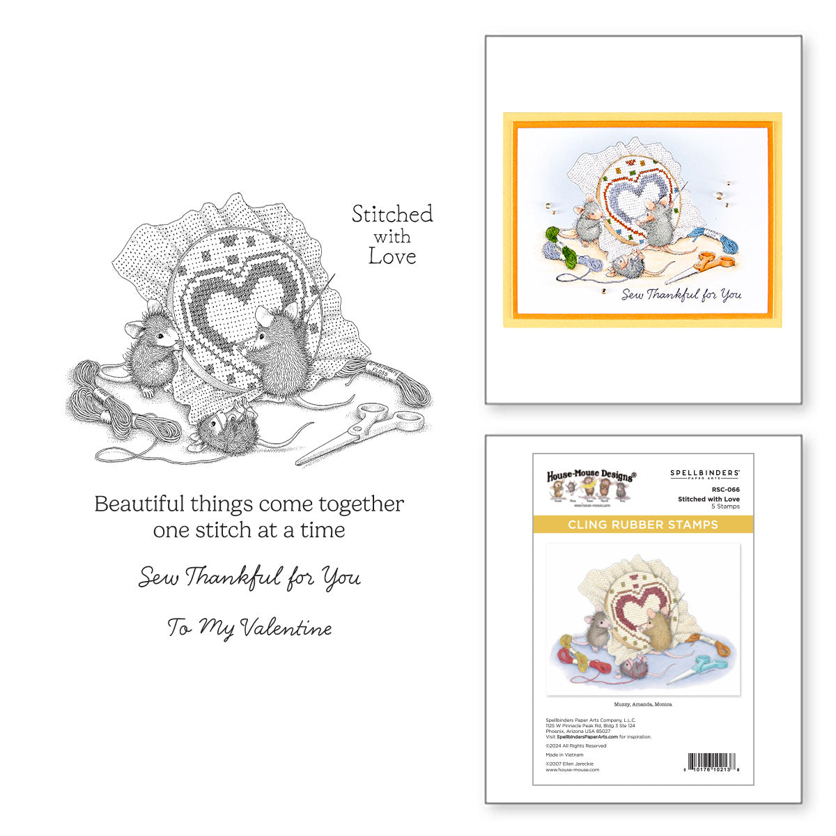 Spellbinders House Mouse Stitched with Love Cling Stamps rsc-066