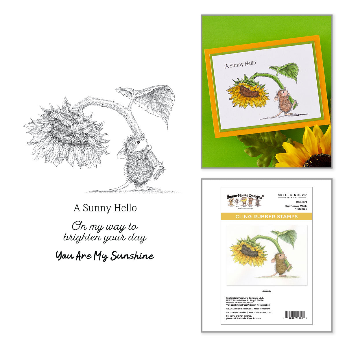 House Mouse Sunflower Walk Cling Stamp Set